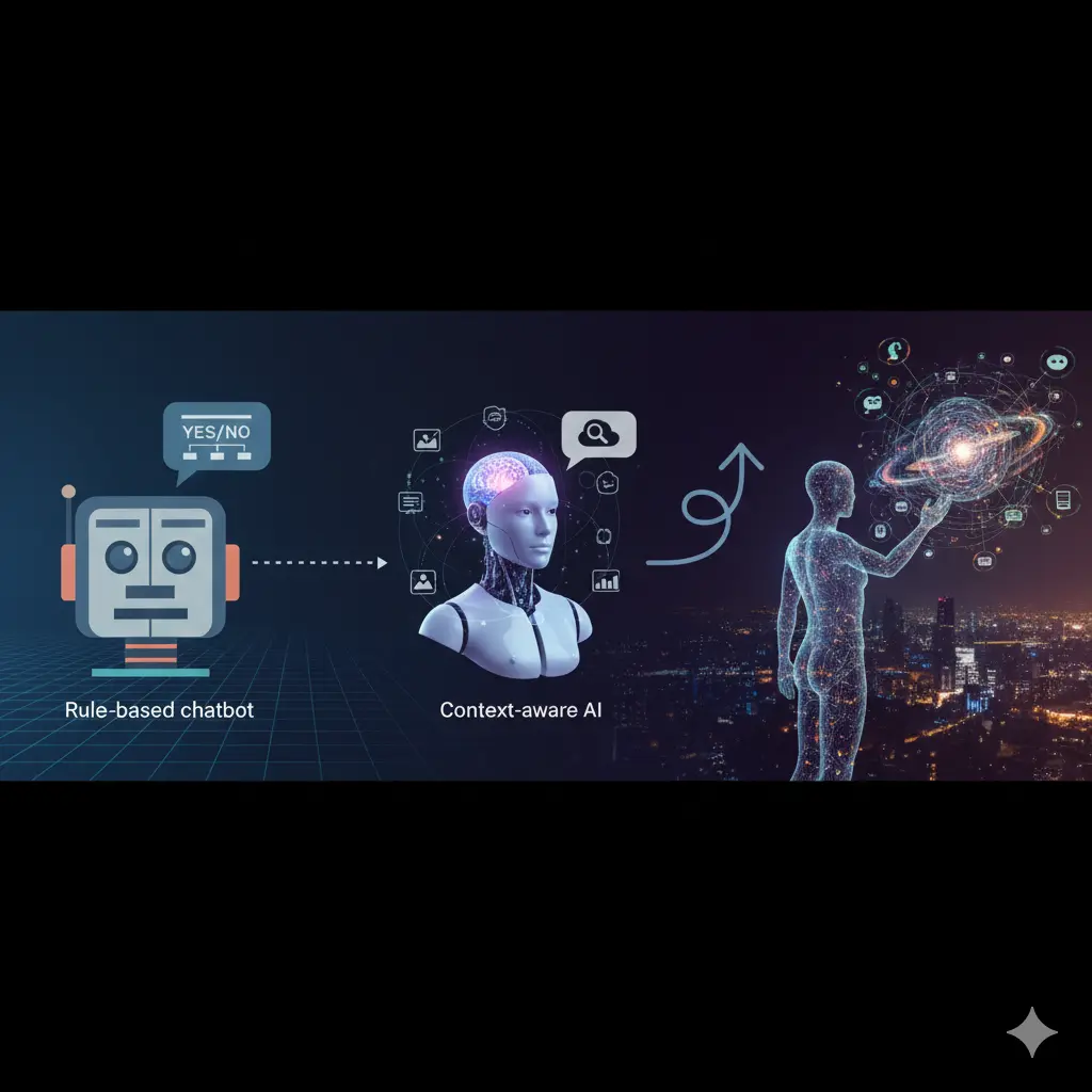 Evolution from rule-based chatbots to context-aware conversational AI