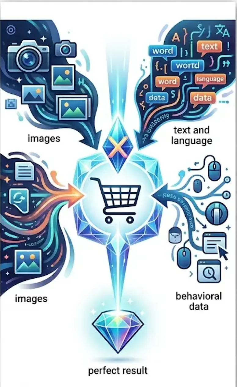 Customer using multimodal search combining images and text